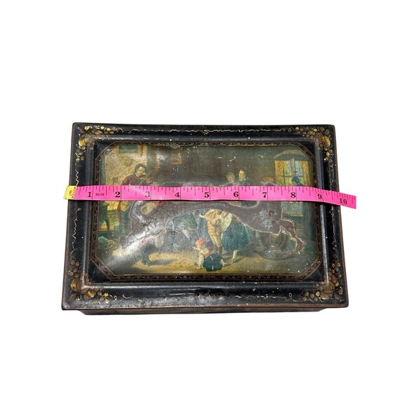 Vtg European Lithographed Tin Box With Lid Chest Old Master Paintings Storage - Picture 8 of 8